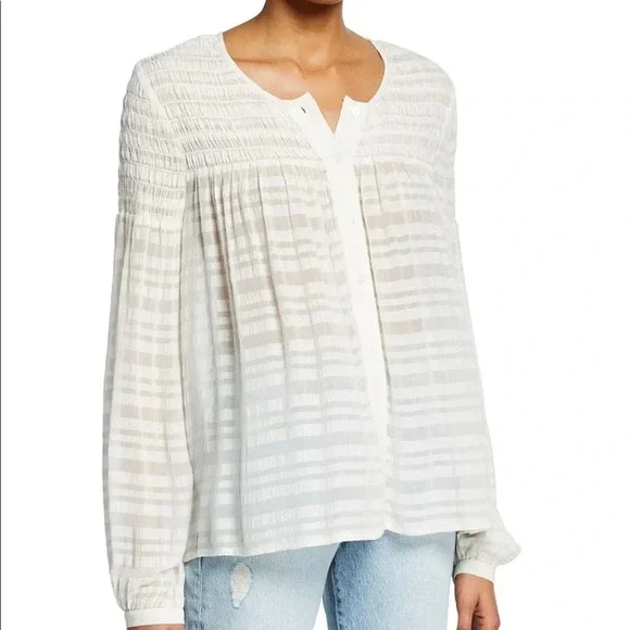 FRAME NWT Blouson Long Sleeve Smocked Blouse Top - Picture 15 of 15